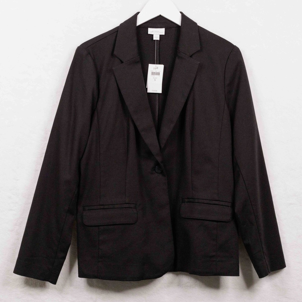 J JILL Essential Cotton Stretch Blazer Black Office Career All Seasons Sz S